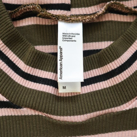 AMERICAN APPAREL Stripe 2x1 Mock Neck Rib Dress M - Picture 4 of 11